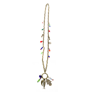 chain necklace with good luck charms